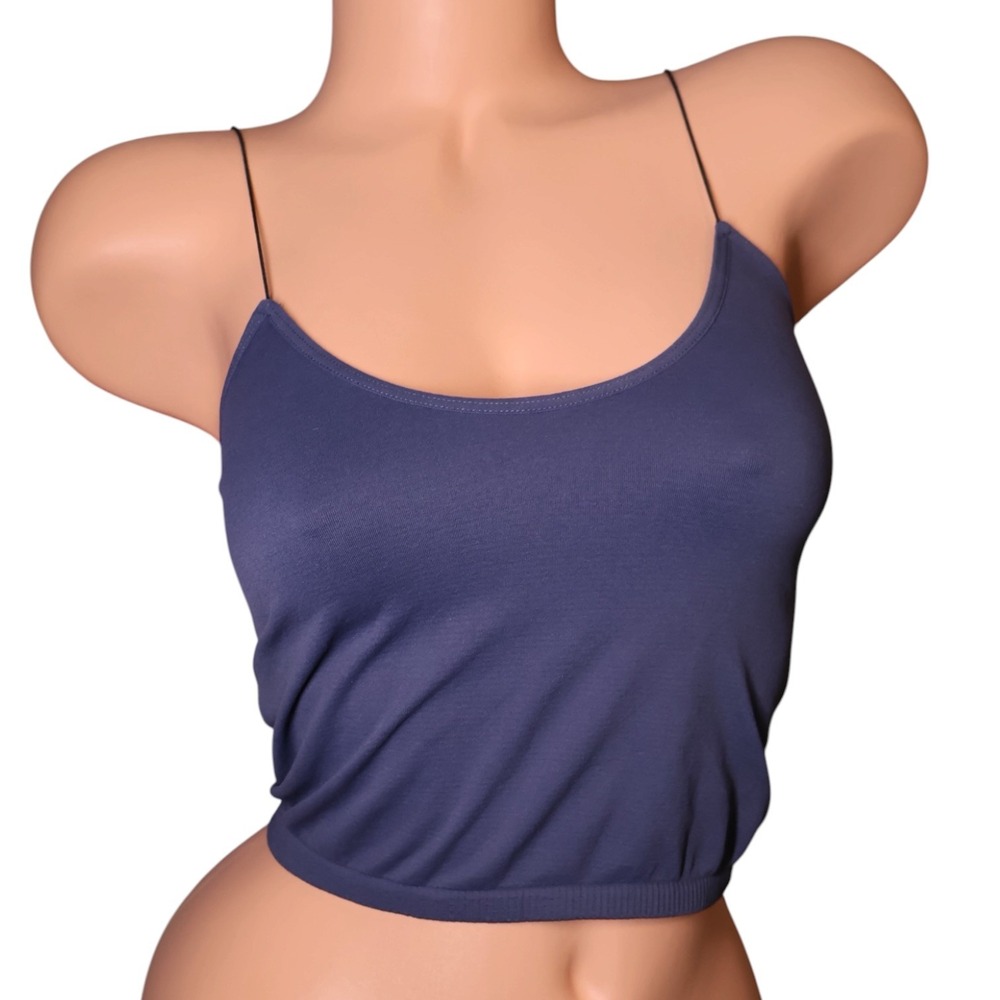 Intimately Free People Navy Crop Cami Top XS/S High Neck‎ Thin Strap NWOT